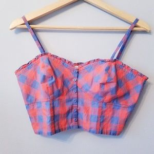 Kensie Crop Plaid Tank M